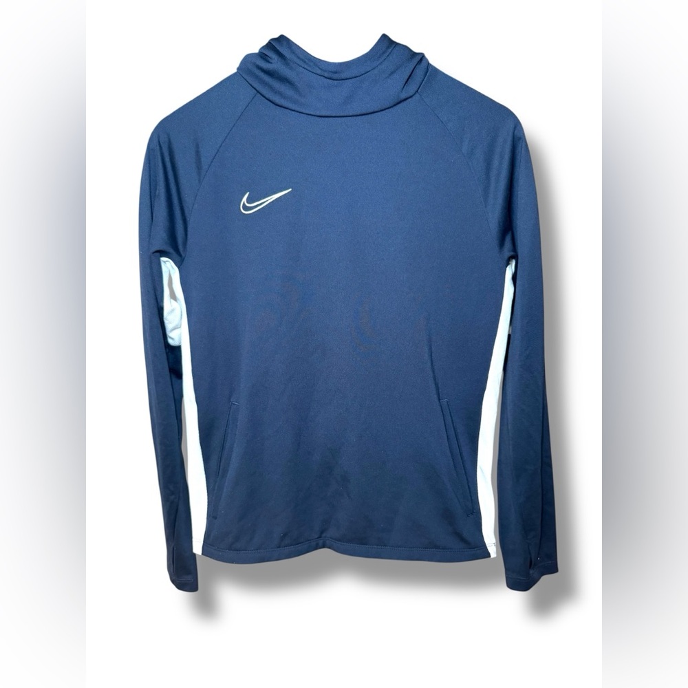 Nike Youth Academy 19 Pull Over‎ Hoodie Obsidian Blue/White Sz L EUC